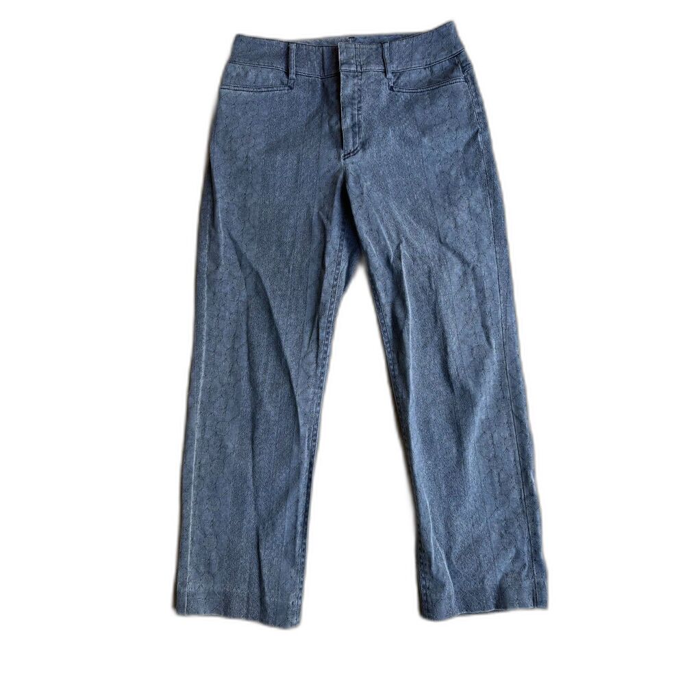 Womyn Blue Gray Flower Lace Wide Leg Jeans Size 4